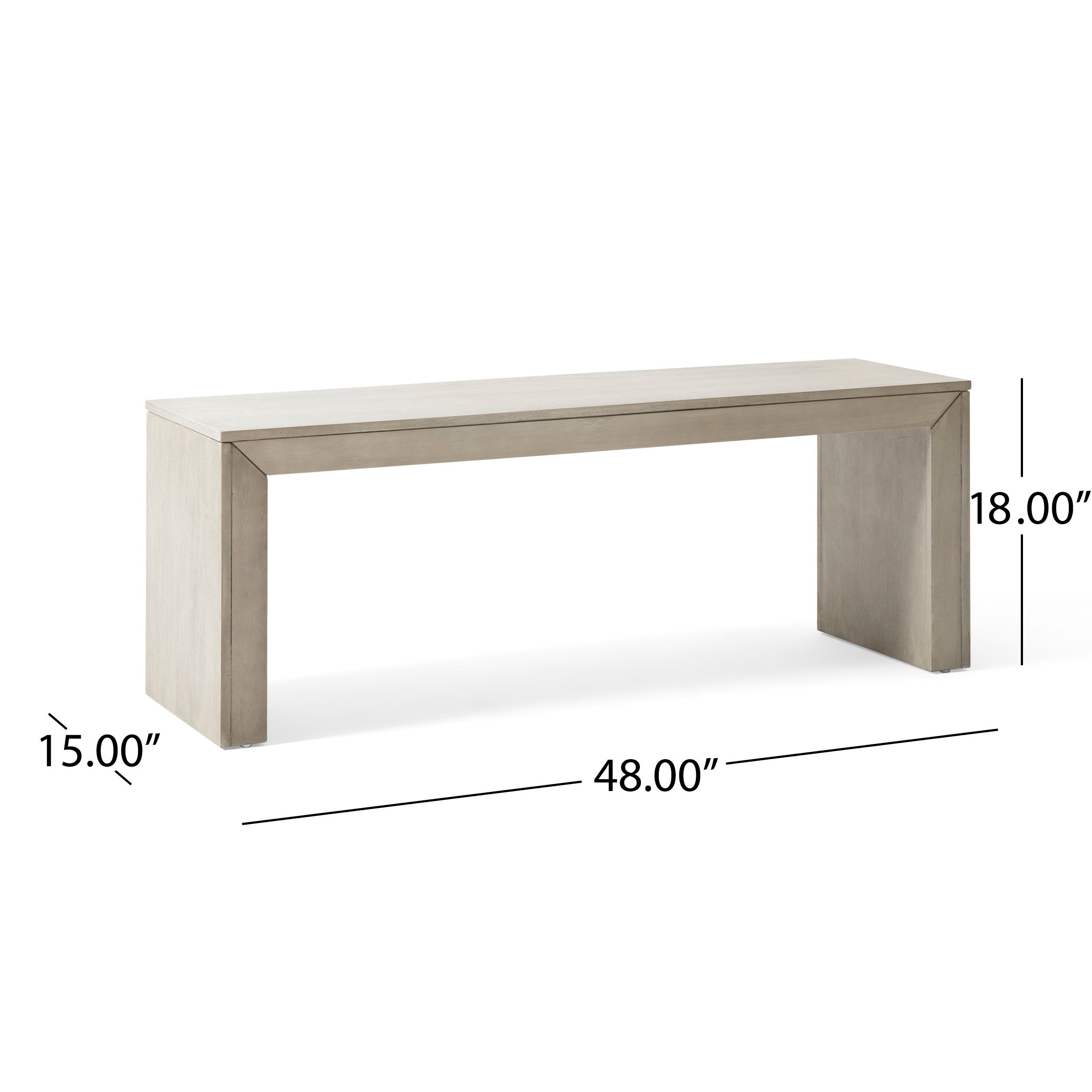 Acacia Wood Dining Bench, Light Gray Oak Finish, Farmhouse Style, 48x15x18 Inches - Grand Goldman Shop