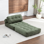 Folding Sofa Bed, Convertible Sleeper Chair with Pillow Foldable Mattress with Back Support, Portable Fold Out Chair Bed Comfy Floor Sofa Lounge for Living Room Bedroom, Green, Single - Grand Goldman Shop