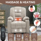 Power Lift Recliner Chair with Massage and Heat for Elderly, Overstuffed Wide Recliners, Heavy Duty Motion Mechanism with USB and Type C Ports, 2 Steel Cup Holders, Beige - Grand Goldman Shop