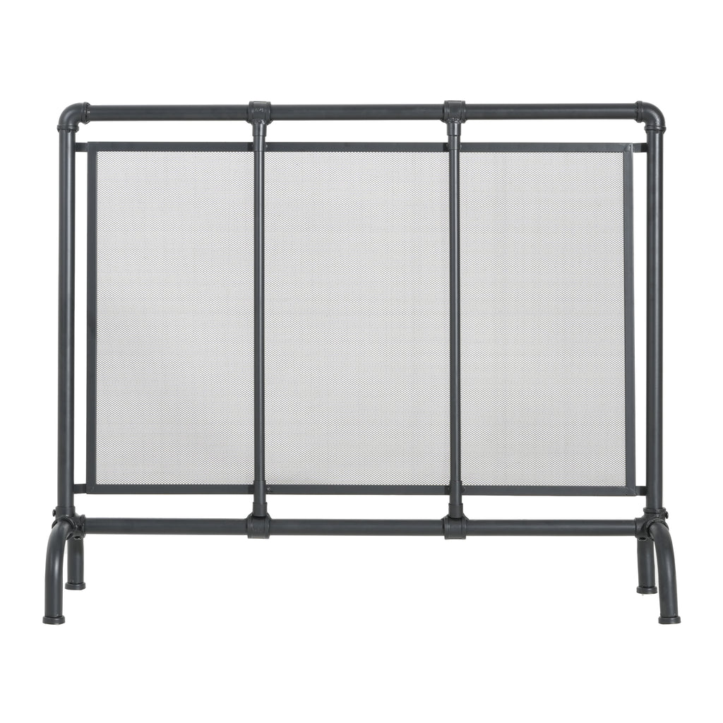 Celeste 1 Panel Iron Fireplace Screen 36' W x 29' H, Black - Grand Goldman Shop