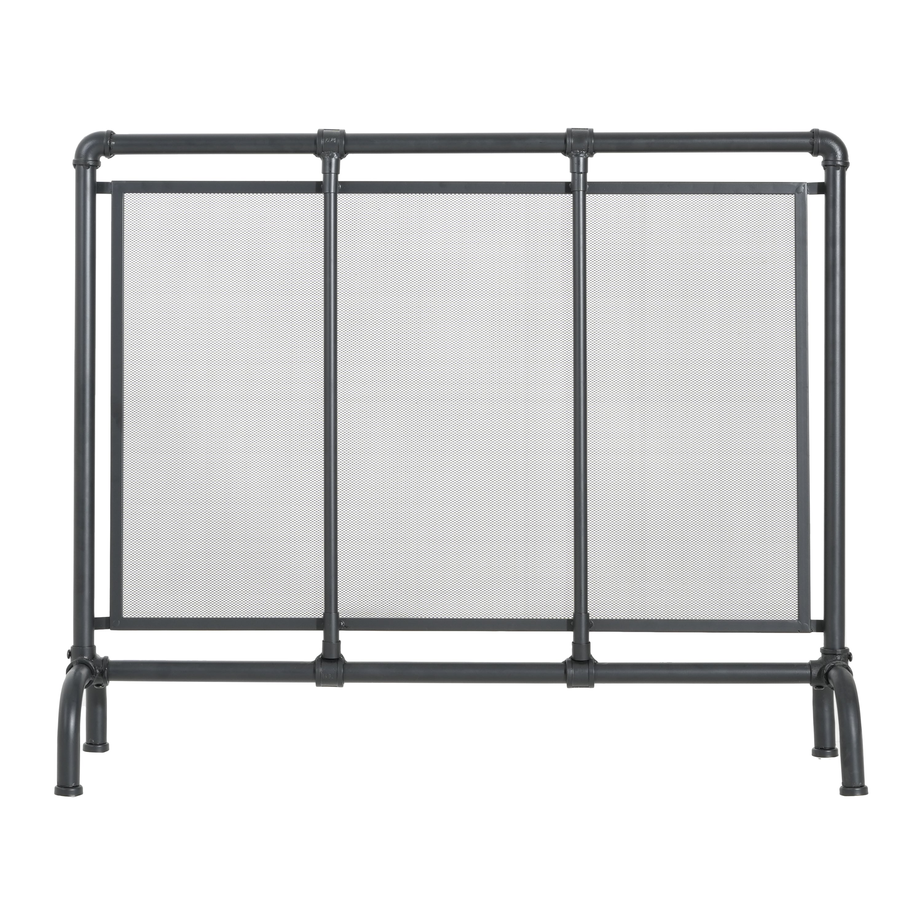 Celeste 1 Panel Iron Fireplace Screen 36' W x 29' H, Black - Grand Goldman Shop