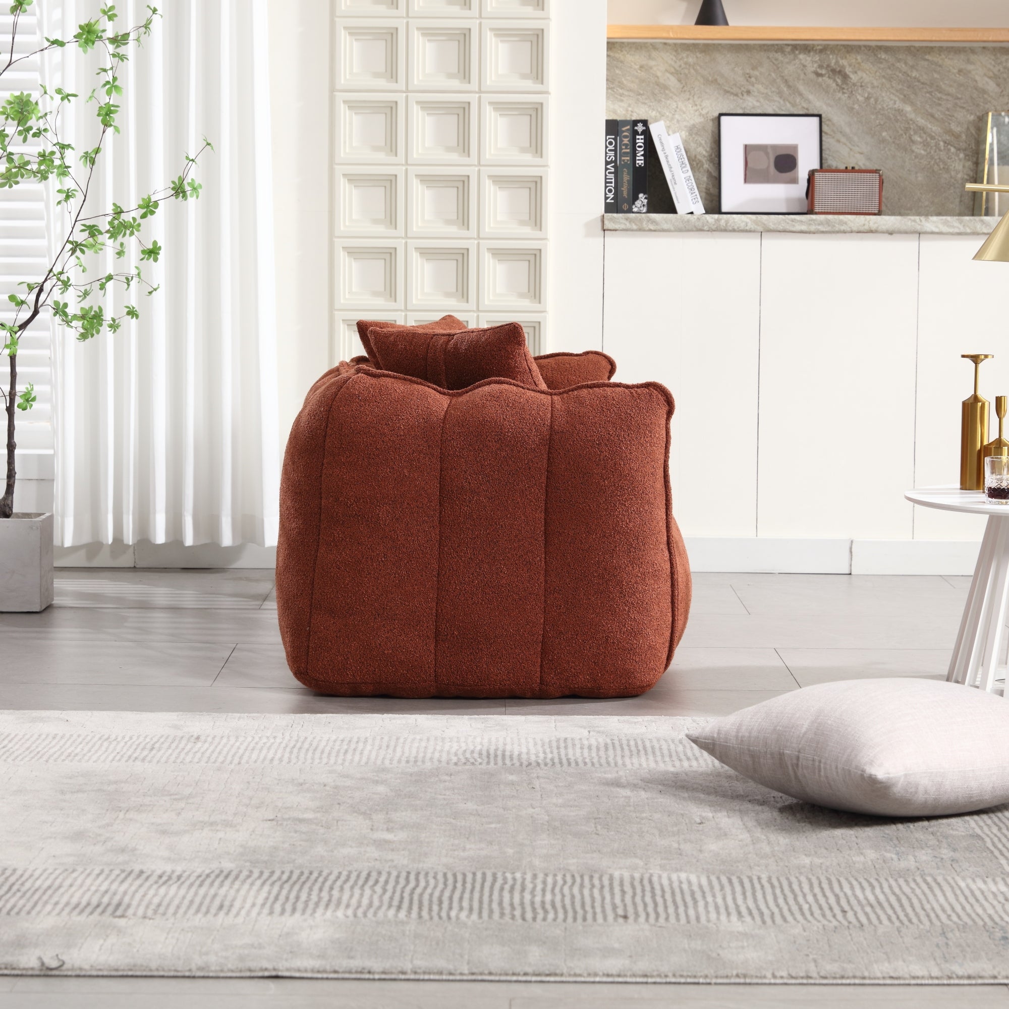 Cozy Beanbag Chair with High Resilience Foam Core for Two - Red Chenille, 66x35x25 inches - Grand Goldman Shop