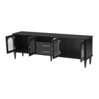 68.9'' Retro TV Stand for TVs up to 75 Inches, Entertainment Center Media Console with Fluted Glass Doors and Five Solid Wood Legs for Living room - Grand Goldman Shop