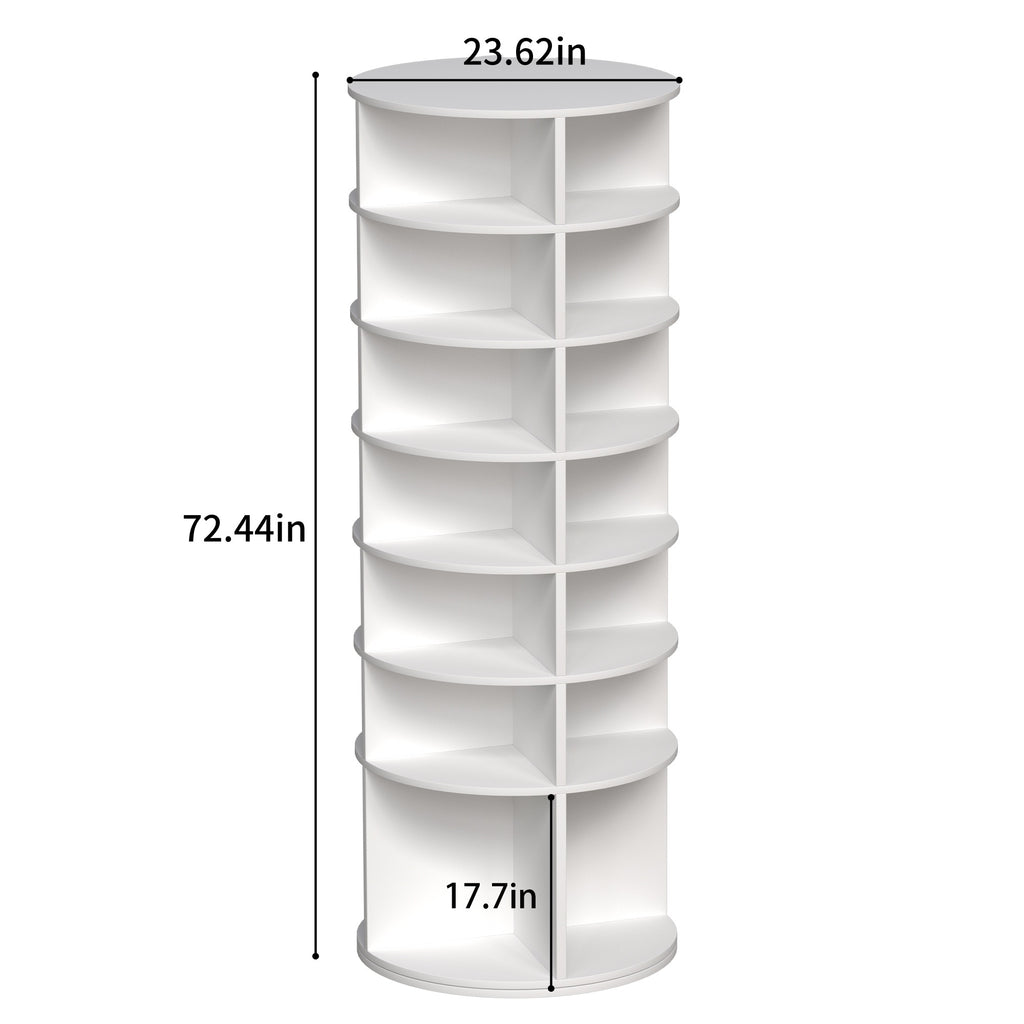 Rotating Shoe Rack Tower, 7-Tier Spinning Shoe Rack, Free Standing 360° Revolving Shoe Organizer,  High Bottom Design Shoe Tower Spinning Storage Lazy Susany, Fits 28 Pairs of Shoes (7-Tier White) - Grand Goldman Shop