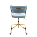Contemporary Task Chair in Gold Metal and Light Blue Velvet - Grand Goldman