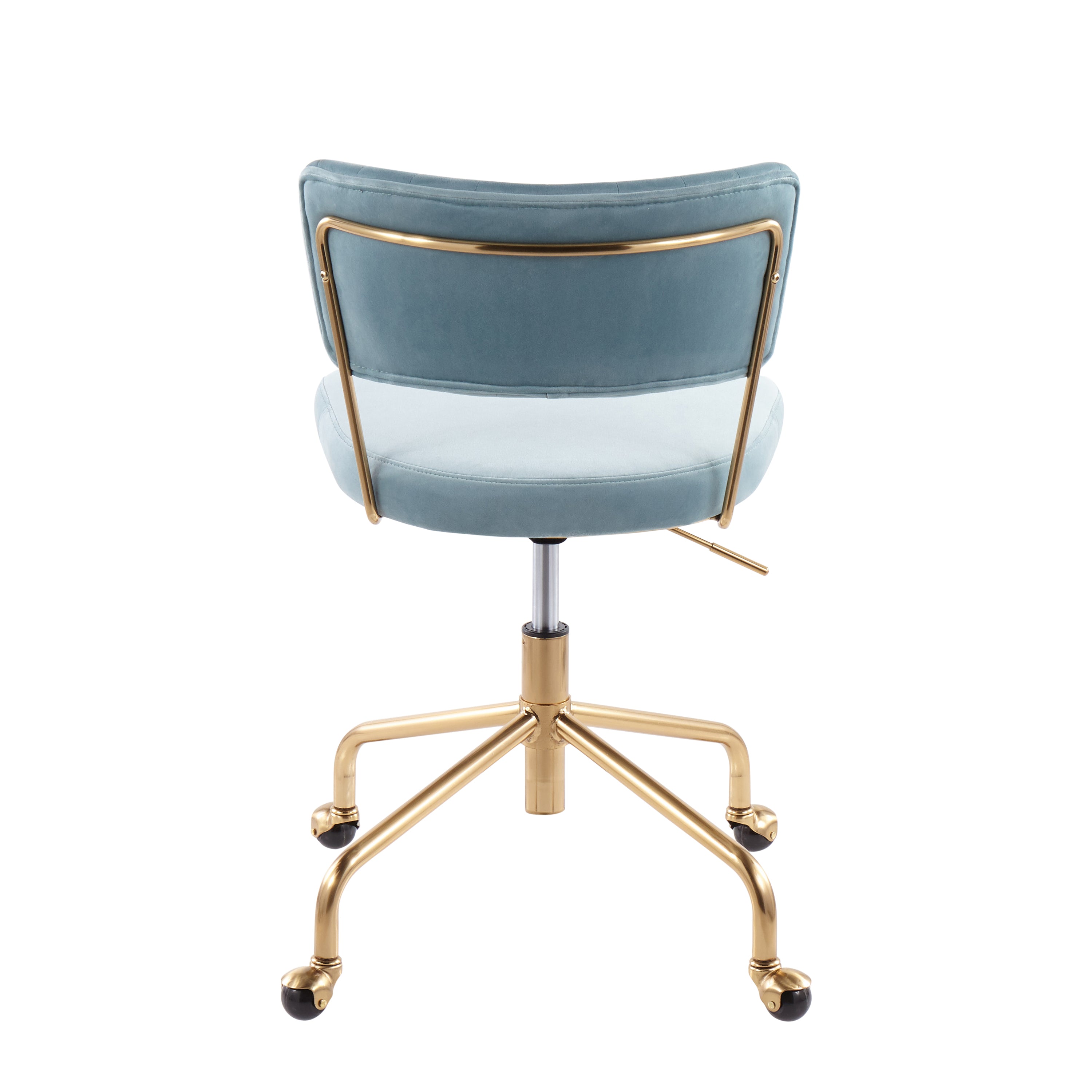 Contemporary Task Chair in Gold Metal and Light Blue Velvet - Grand Goldman