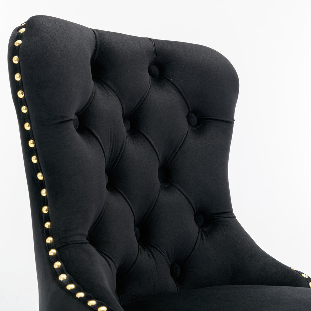 A&A Furniture Modern Swivel Velvet Barstools with Adjustable Seat Height, Comfortable Black Tufted Upholstery, Set of 2 - Grand Goldman Shop