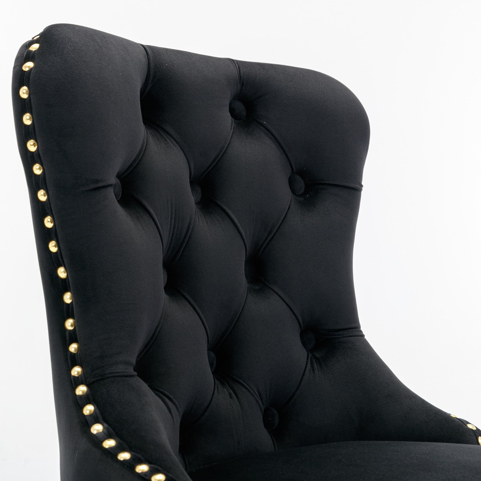 A&A Furniture Modern Swivel Velvet Barstools with Adjustable Seat Height, Comfortable Black Tufted Upholstery, Set of 2 - Grand Goldman Shop