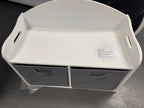 Kids Wooden Toy Box Bench with Collapsible Fabric Drawers, White MDF Storage Cabinet Organizer, 24.6 x 11.8 x 19.1 inches | P
