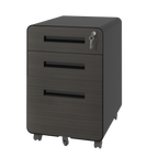 3-Drawer Mobile File Cabinet with Lock, All-Steel Metal Storage Cabinet on Casters, Black, Holds A4/Letter Files - Grand Gold