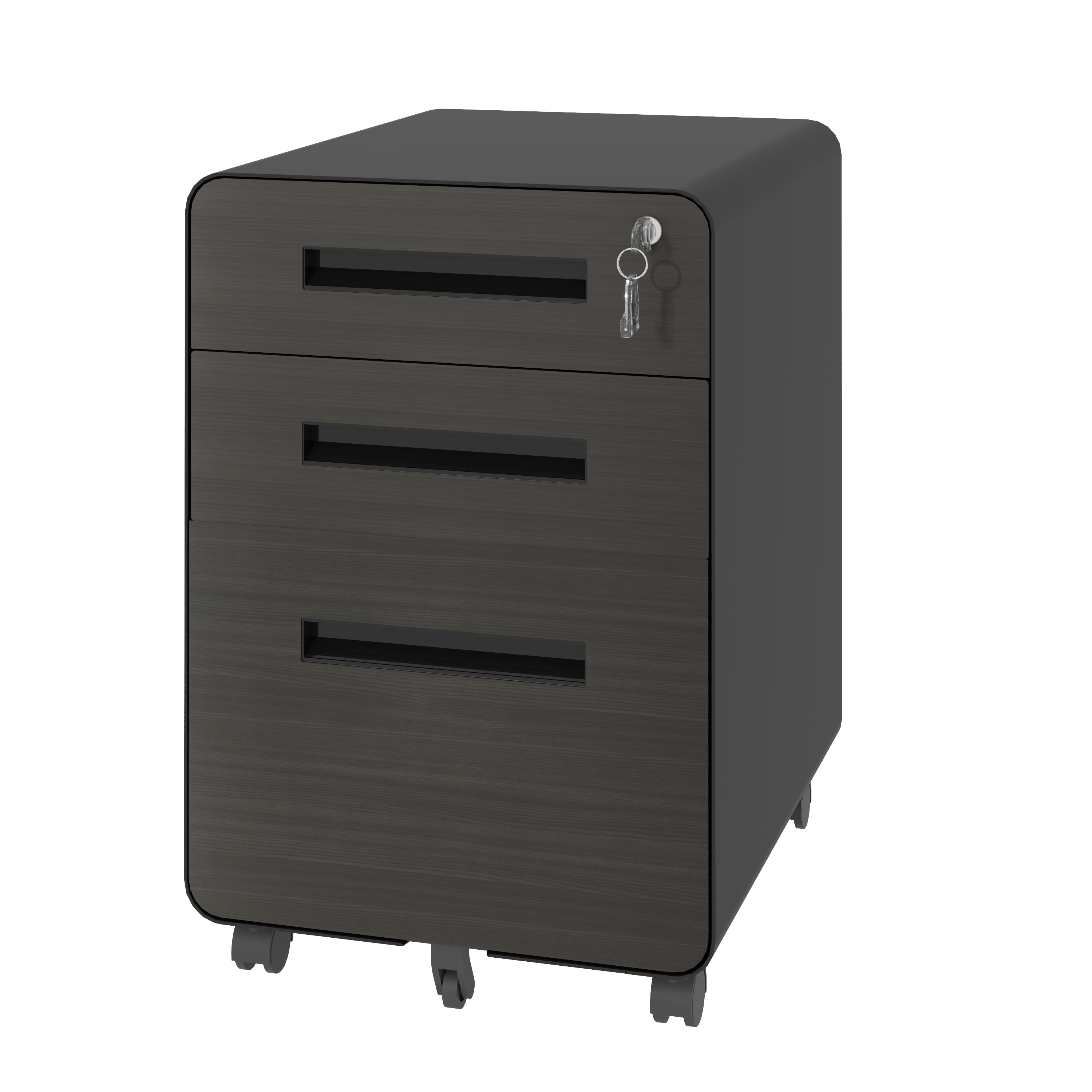 3-Drawer Mobile File Cabinet with Lock, All-Steel Metal Storage Cabinet on Casters, Black, Holds A4/Letter Files - Grand Gold