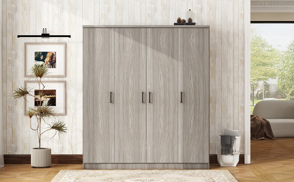 4-Door Wardrobe with 1 Drawer, Gray - Grand Goldman Shop