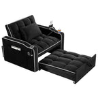 Convertible Sleeper Chair Sofa Bed with Multi-Pockets, Adjustable Pull Out Sofa for Small Spaces, Black Velvet - Grand Goldman Shop