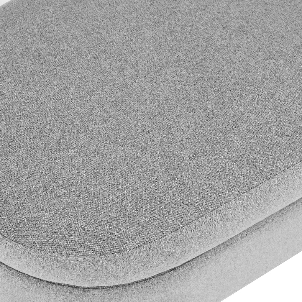 Ottoman Oval Storage Bench with Rubber Wood Legs, Grey Linen, 43.5'x16'x16' - Grand Goldman Shop