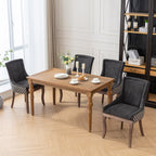 A&A Furniture, Ultra Side Dining Chair, Thickened fabric chairs with neutrally toned solid wood legs, Bronze nail head, Set of 2, Blue - Grand Goldman Shop