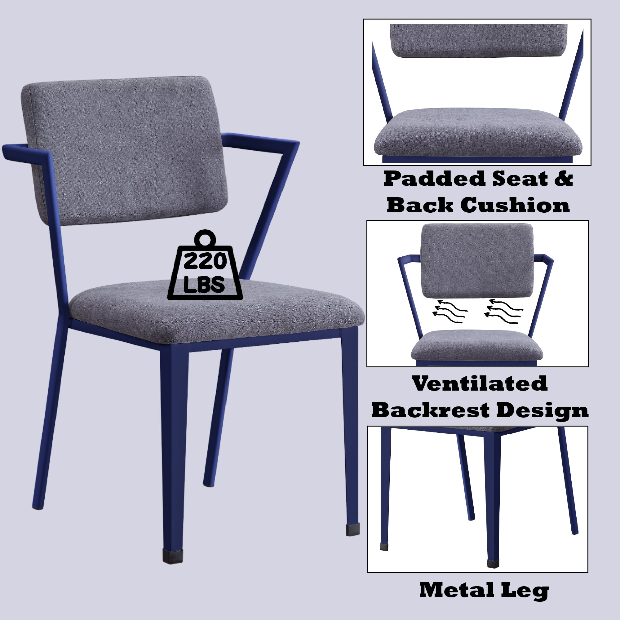 Cargo Gray Fabric & Blue Finish Office Chair - Grand Goldman