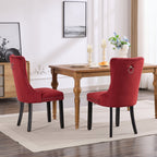 Classic Velvet Dining Chairs,  High-end Tufted Solid Wood Contemporary Velvet Upholstered Dining Chair with Wood Legs Nailhead, SET OF 2,Burgundy, Wine Red,SW2001WR - Grand Goldman Shop