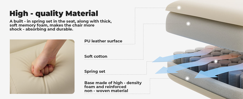 Office Chair Ergonomic 200 kg PU Leather Computer Chair with Lumbar Support and High Backrest, Ergonomic Desk Chair with Lift