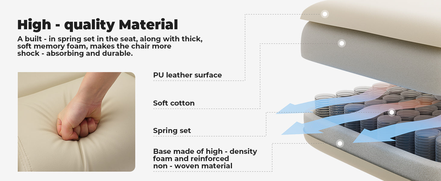 Office Chair Ergonomic 200 kg PU Leather Computer Chair with Lumbar Support and High Backrest, Ergonomic Desk Chair with Lift