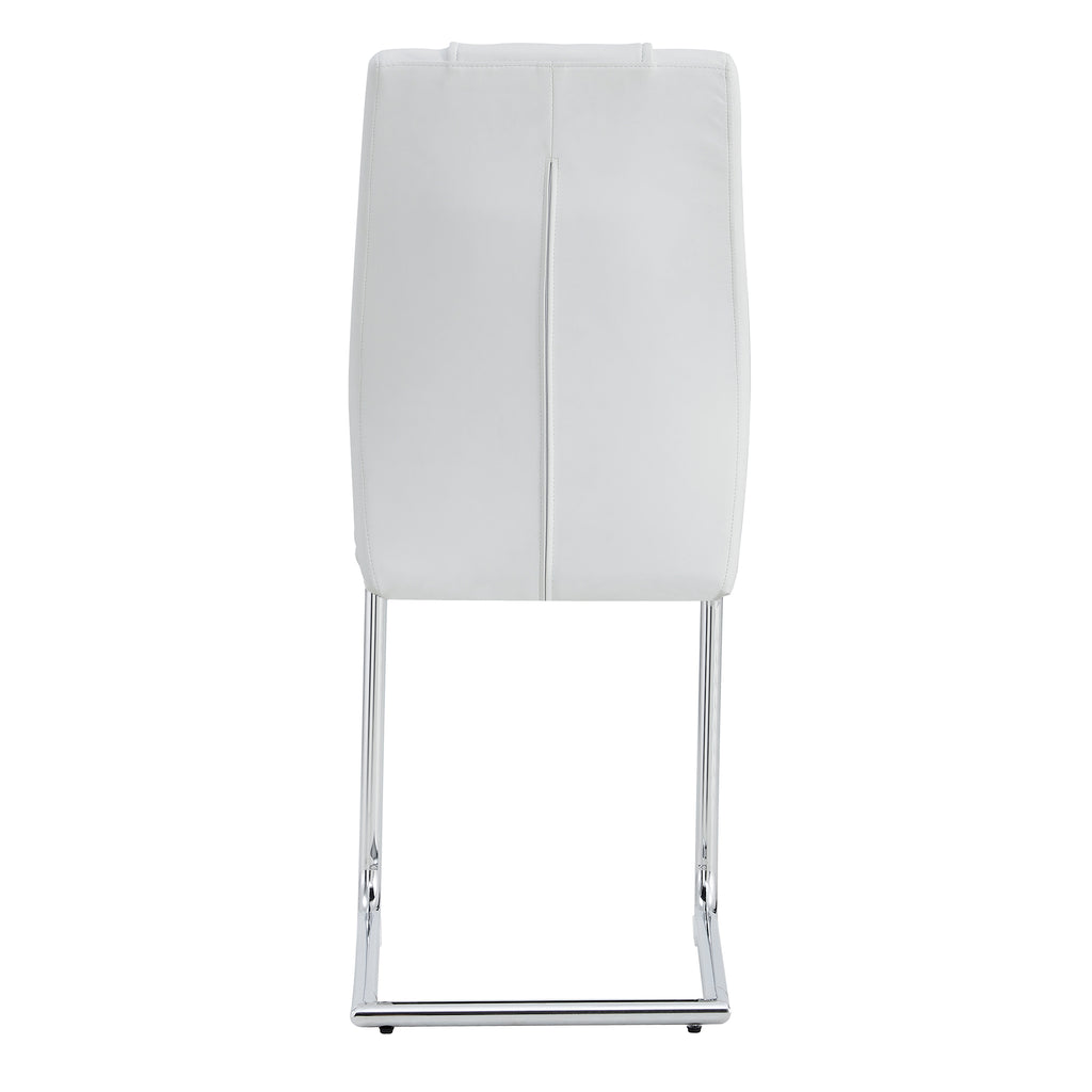Modern Dining Chairs with Faux Leather Padded Seat and Metal Legs in White, Set of 4 - Grand Goldman Shop