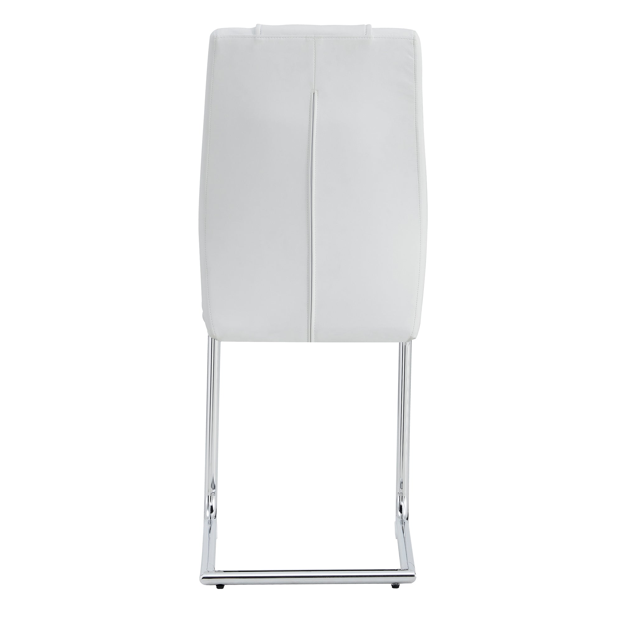 Modern Dining Chairs with Faux Leather Padded Seat and Metal Legs in White, Set of 4 - Grand Goldman Shop