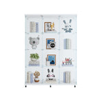Glass Display Cabinet with 4 Shelves Extra Large, Curio Cabinets for Living Room, Bedroom, Office, Black Floor Standing Glass