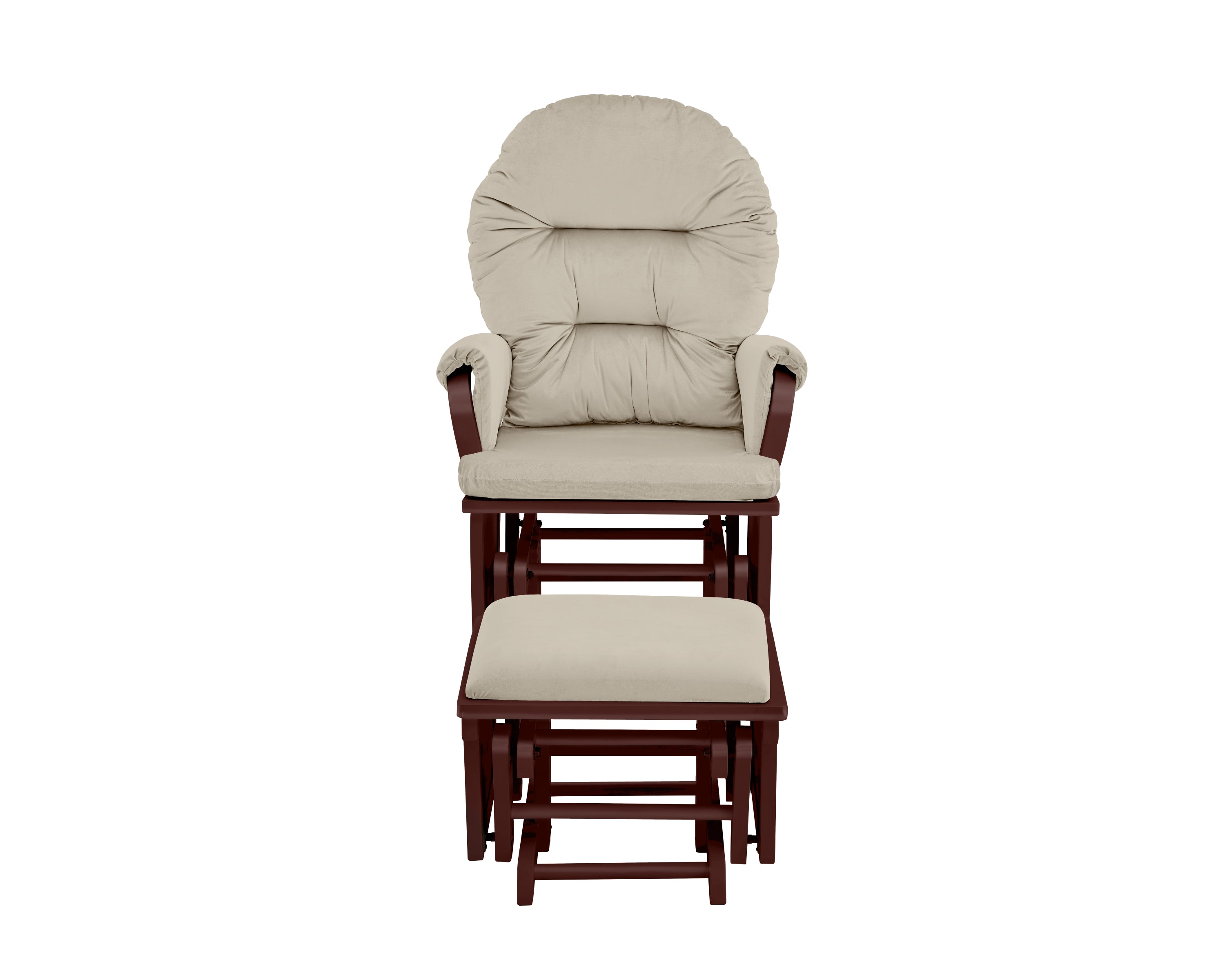 Madison Glider and Ottoman Espresso Wood and Beige Fabric | Premium Home Decor - Grand Goldman