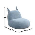 Chenille Upholstered Deer-Shaped Kids Chair, Blue - Grand Goldman