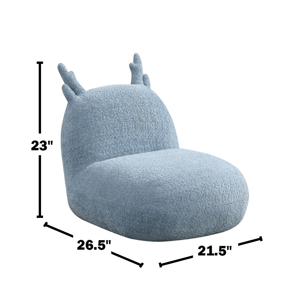 Chenille Upholstered Deer-Shaped Kids Chair, Blue - Grand Goldman
