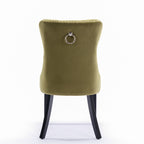 Nikki Collection Modern, High-end Tufted Solid Wood Contemporary Velvet Upholstered Dining Chair with Wood Legs Nailhead Trim 2-Pcs Set,Olive-Green,SW2001OL - Grand Goldman Shop