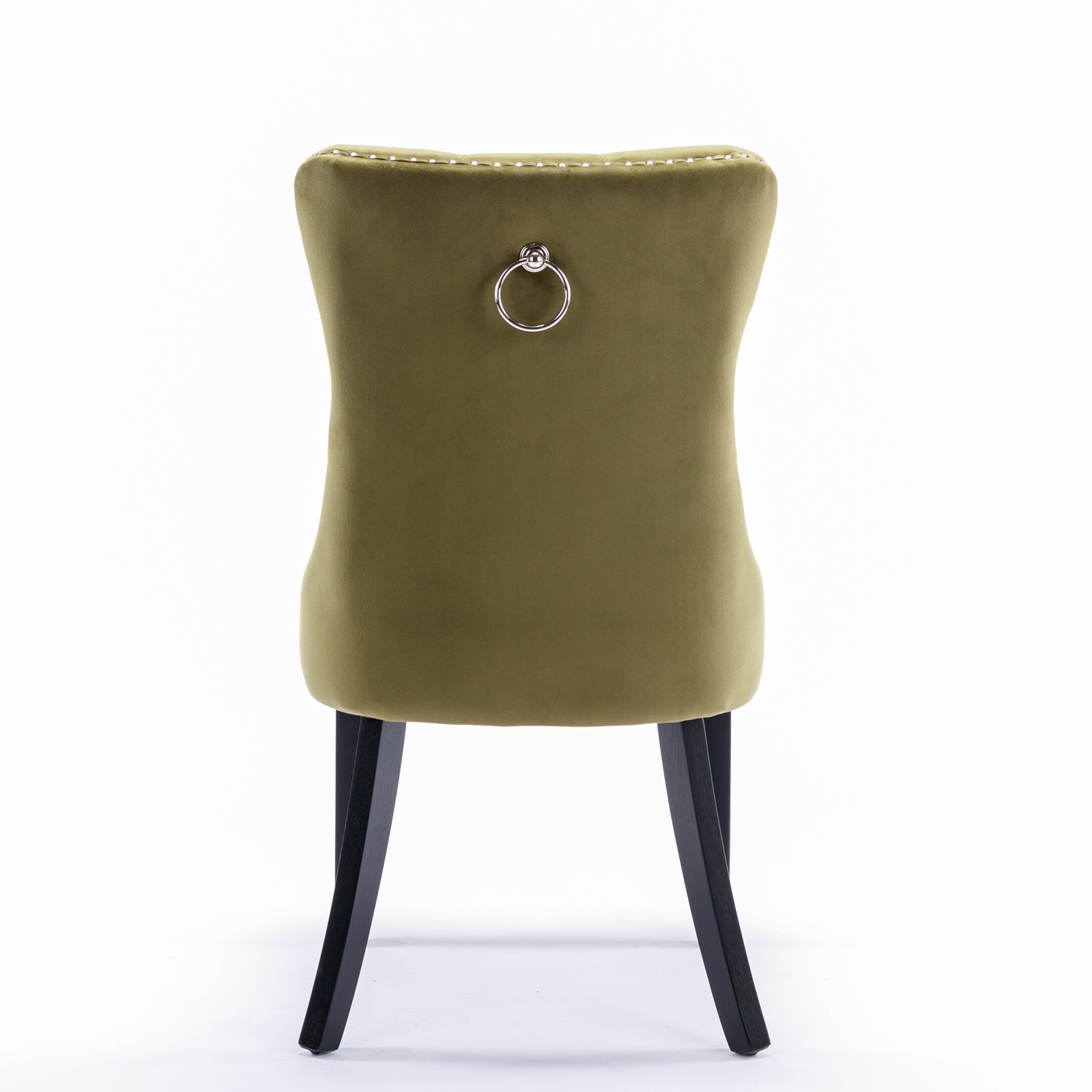 Nikki Collection Modern, High-end Tufted Solid Wood Contemporary Velvet Upholstered Dining Chair with Wood Legs Nailhead Trim 2-Pcs Set,Olive-Green,SW2001OL - Grand Goldman Shop