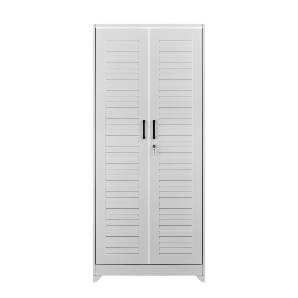 Metal Broom Closet, Garage Storage Cabinet, Tool Chest Bathroom Cabinet with Locking Doors and Wheels, Tall Utility Cabinet w