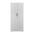 Metal Broom Closet, Garage Storage Cabinet, Tool Chest Bathroom Cabinet with Locking Doors and Wheels, Tall Utility Cabinet w