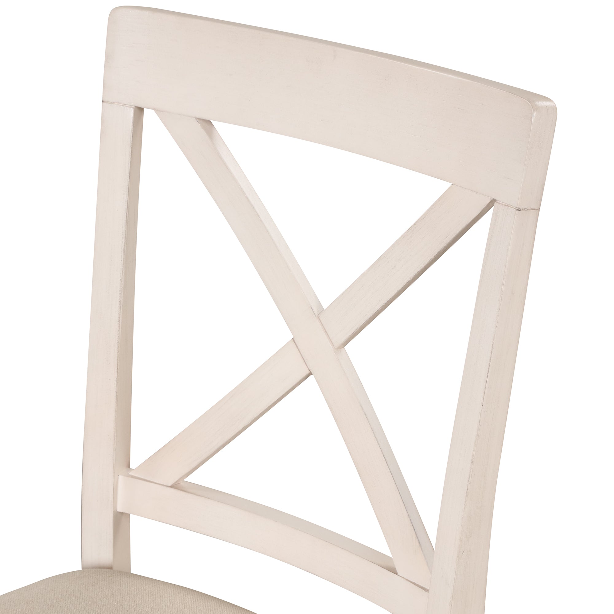 Antique White Modern Dining Table Set for 4 with Round Table and Chairs, Solid Wood & MDF - Grand Goldman Shop