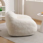 Giant Bean Bag Chair for Adults, Spacious Memory Foam Bean Bag Sofa with Armrests in Off White Teddy Fabric, Comfy Seating for Living Room or Bedroom - Grand Goldman Shop