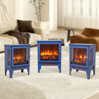 18 inch Freestanding Electric Fireplace Stove heater with 3D Flame effect,Classic Blue - Grand Goldman Shop