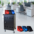 32-Bit-Device Charging Trolley for Tablets and Laptops with Cable Management, Removable Doors, Matte Black Metal | Premium Ho