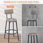 Round bar stool set with shelf, upholstered stool with backrest Grey, 23.62'' W x 23.62'' D x 35.43'' H. - Grand Goldman Shop