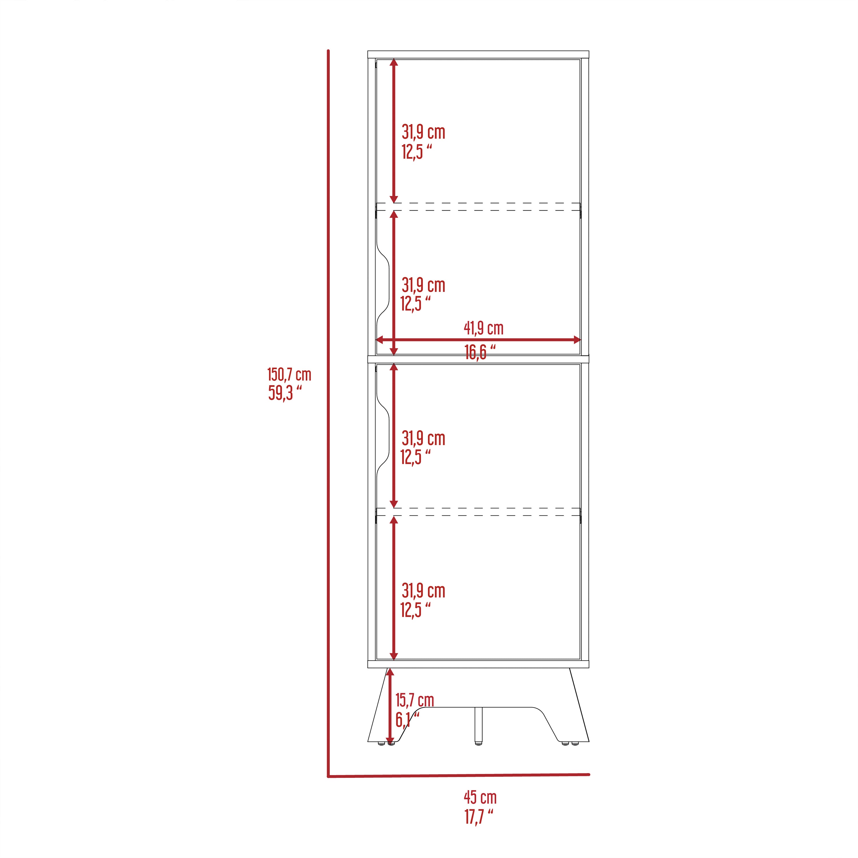 Pamplona Microwave Tall Cabinet Counter Surface, Top And Lower Double Doors Cabinets -Light Oak / White - Grand Goldman