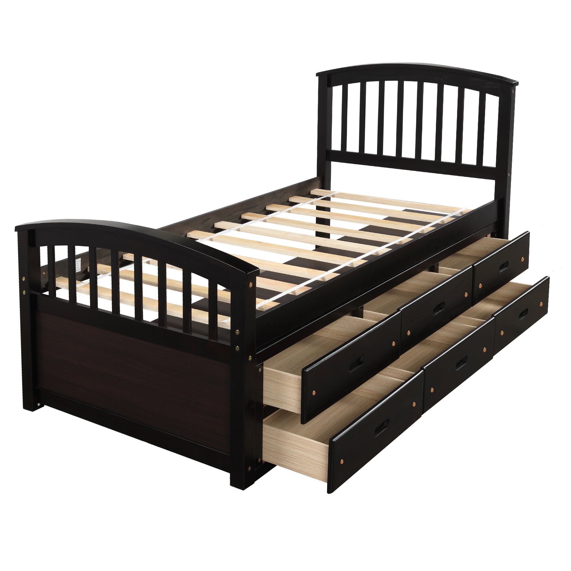 Orisfur. Twin Size Platform Storage Bed Solid Wood Bed with 6 Drawers - Grand Goldman Shop