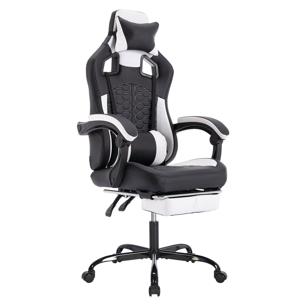 Gaming Chair with Massage,Ergonomic PC Gaming Chair with Footrest Comfortable Headrest and Lumbar Support,High Back PVC Leath