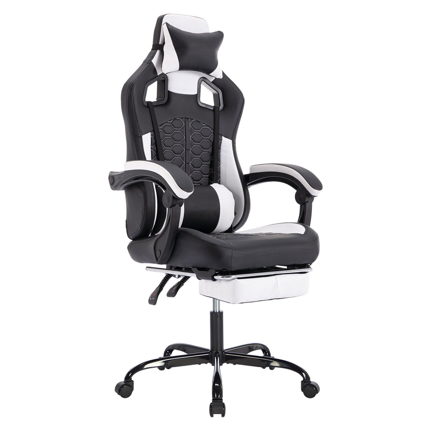 Gaming Chair with Massage,Ergonomic PC Gaming Chair with Footrest Comfortable Headrest and Lumbar Support,High Back PVC Leath