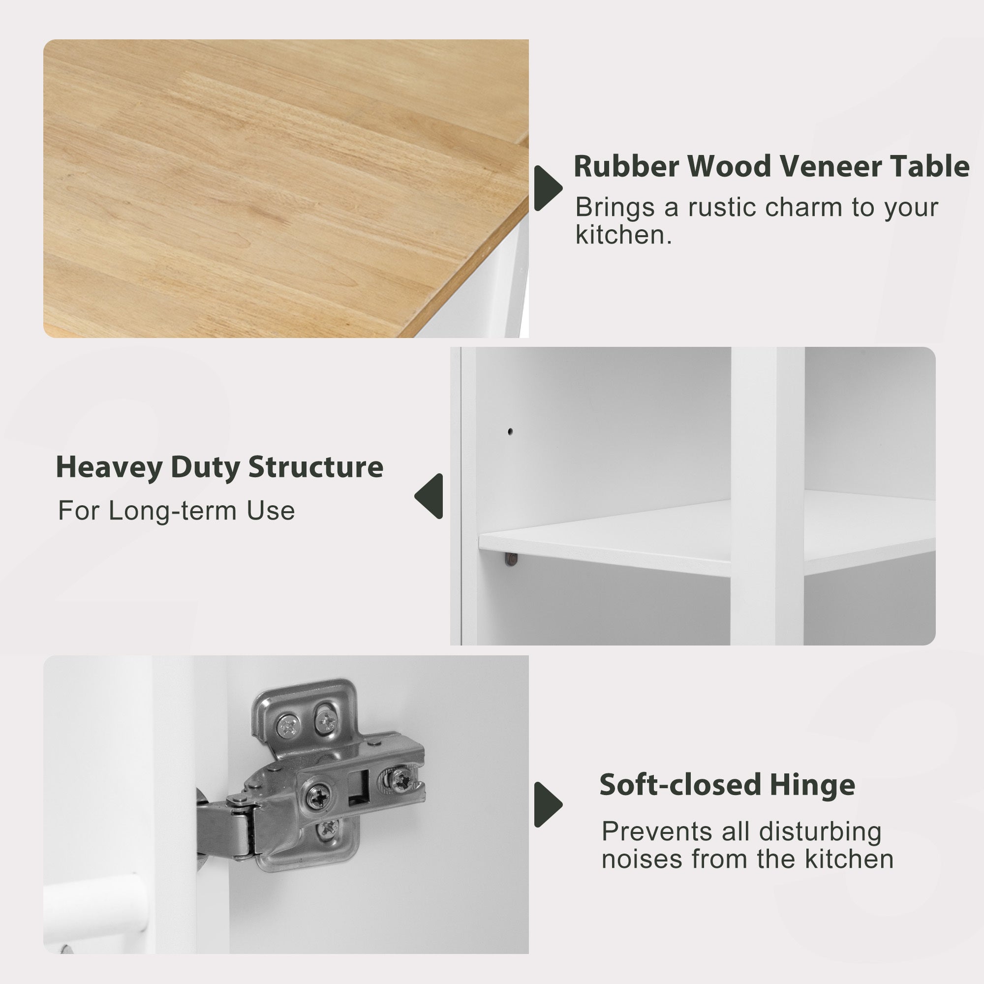 K&K 47 inch Kitchen Island with Extendable Dining Table, Rubber Wood Veneer Kitchen Table with Internal Storage Rack, Power Outlet, Kitchen island with Storage 2 Drawers 2 Cabinet,White - Grand Goldman Shop