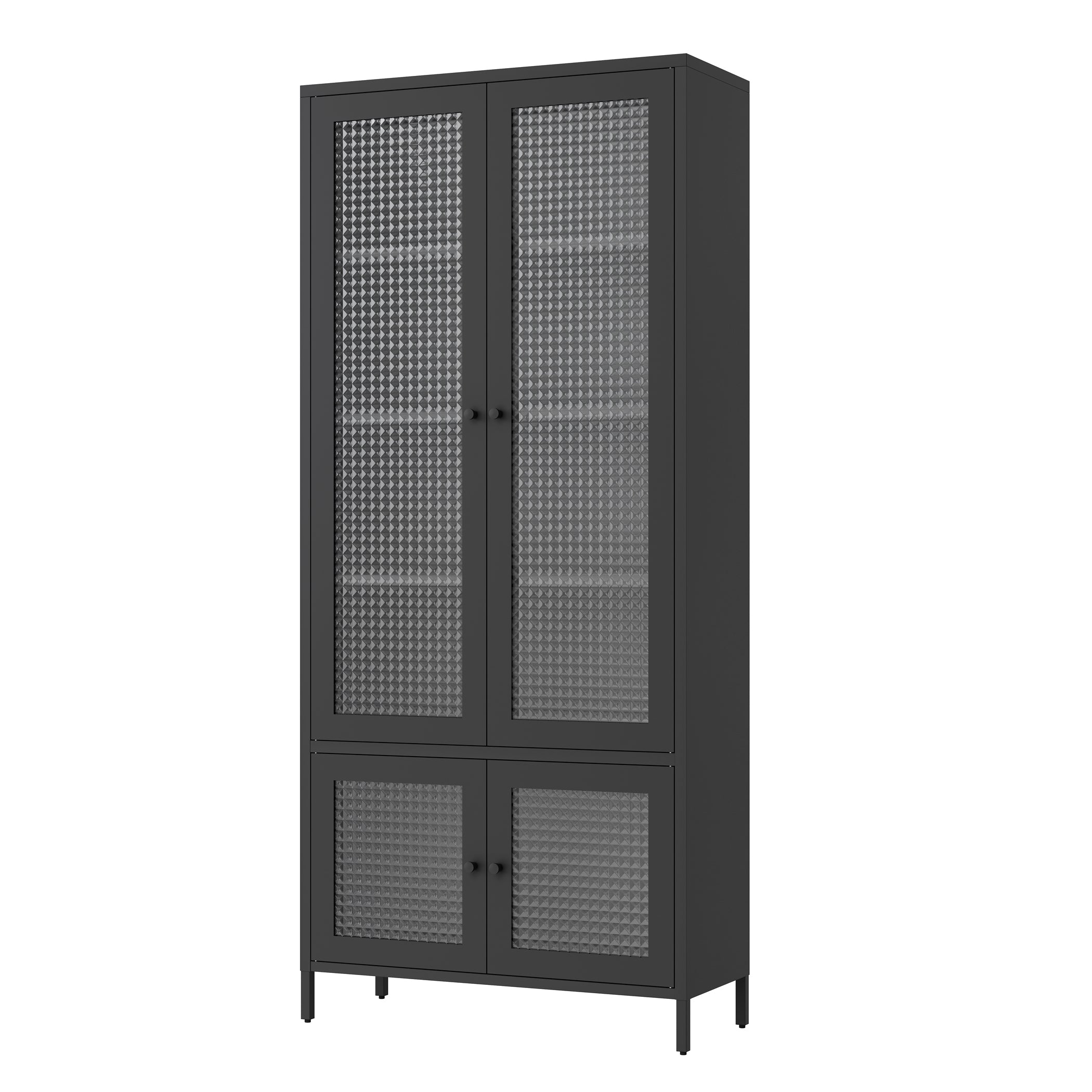 Large Metal Storage Cabinet Display Cabinet with 4 Glass Doors 5 Shelves Side Cabinet Bookcase Freestanding Cabinet for Bedro