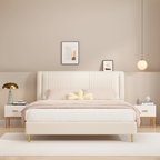Modern White Nightstand with Drawer and Wood Legs, Minimalist Bedside Table with Handle for Bedroom, Living Room, Apartment - Grand Goldman Shop