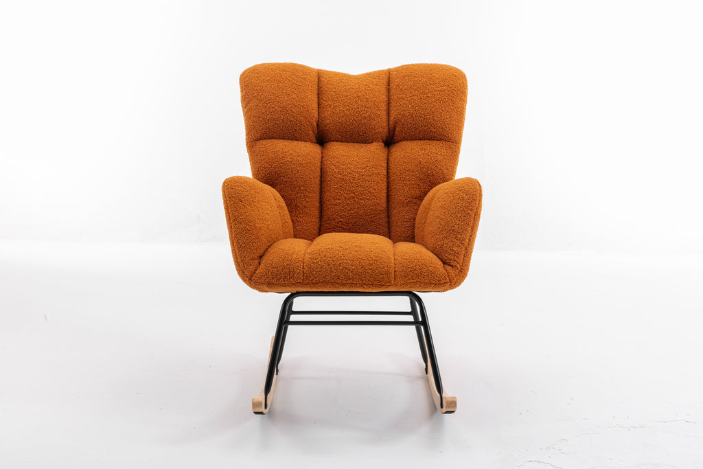 050-Teddy Fabric Rocking Gilder Nursery Chair For Living Room Indoor,Caramel - Grand Goldman Shop