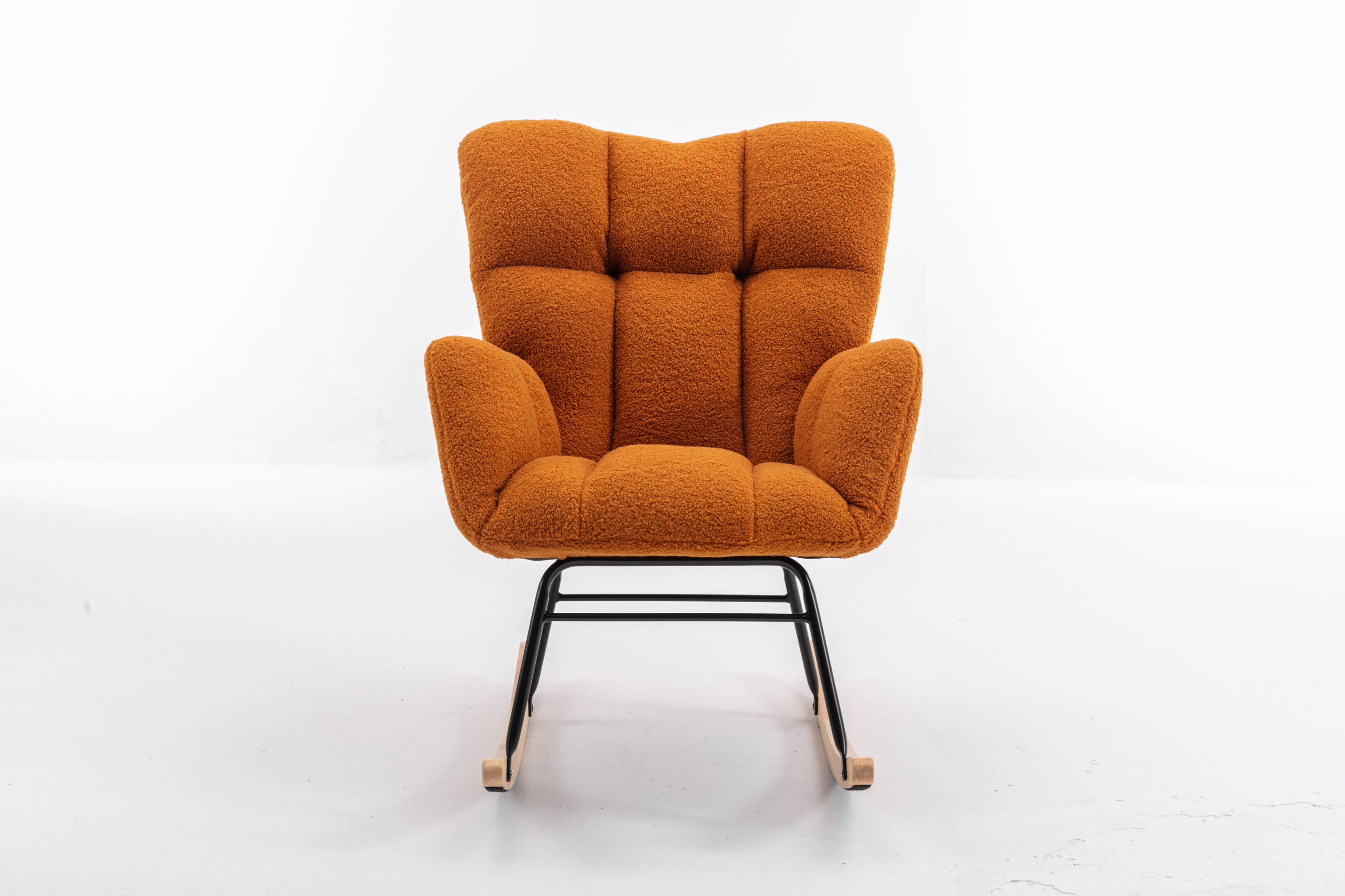 050-Teddy Fabric Rocking Gilder Nursery Chair For Living Room Indoor,Caramel - Grand Goldman Shop