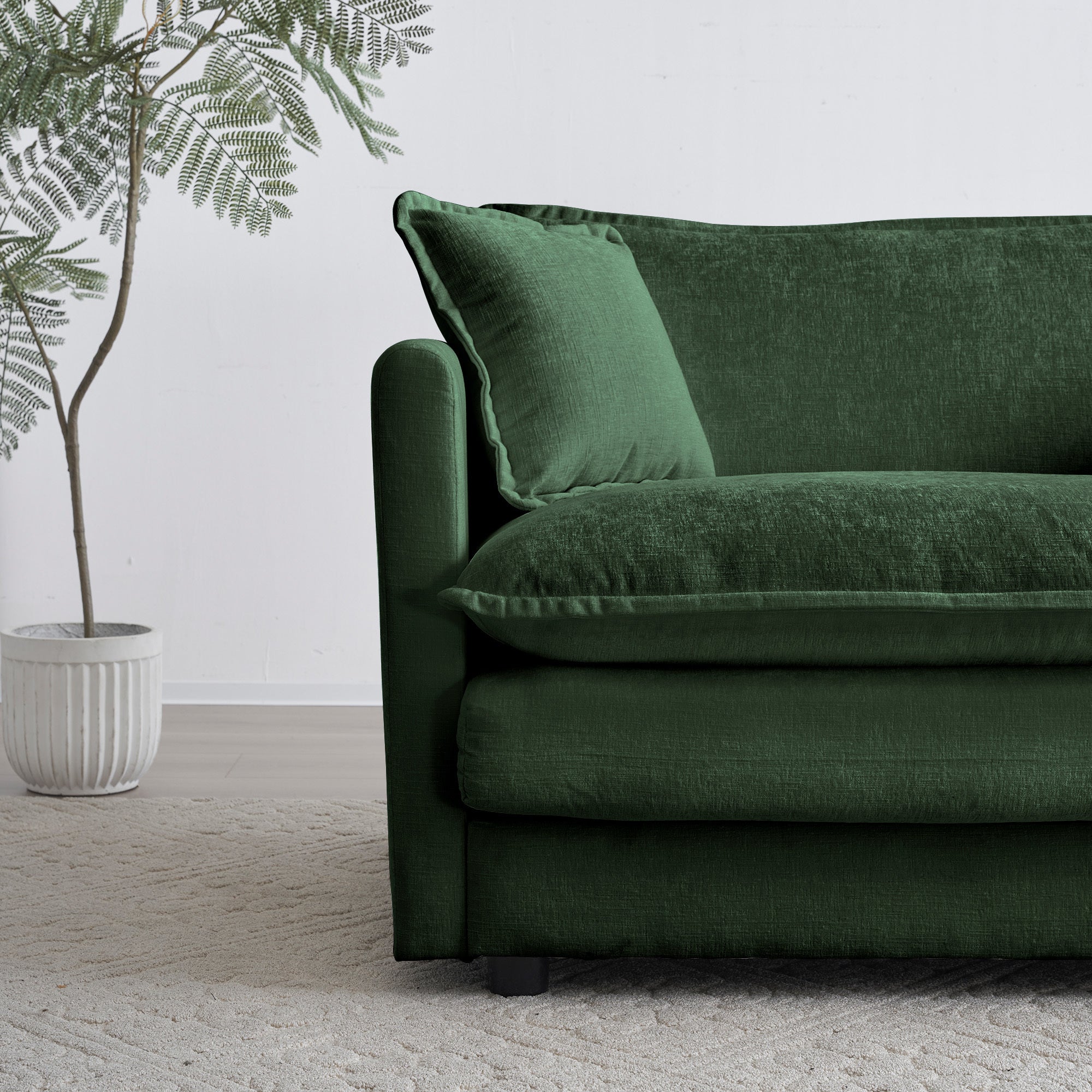 Chenille Fabric Ottomans Footrest to Combine with 2 Seater Sofa, 3 Seater Sofa and 4 Seater Sofa, Green Chenille - Grand Goldman Shop