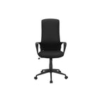 Contemporary Office Chair with Adjustable Height, Armrests, Swivel, Ergonomic Design in Black Fabric and Metal, Modern Work C