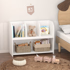 Kids Bookcase with 4 Compartments, White MDF Storage Shelf for Toys and Books, 31.5 x 11.8 x 23.6 inches - Grand Goldman